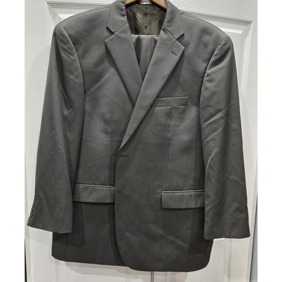 Cianni Celleni men's wool suit 48R olive gray super 110's high twist wool formal - Picture 14 of 16